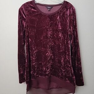 Simply Vera Crush Velvet Long Sleeve Pullover Top NEW